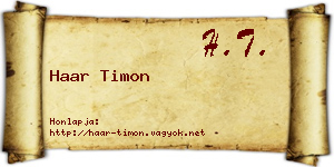 Haar Timon névjegykártya